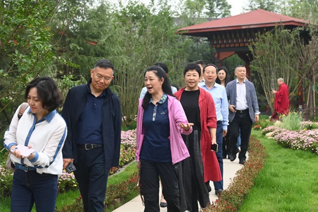 考察組在世園會(huì)國際園藝展區(qū)考察。記者 姜寒冬 攝.jpg